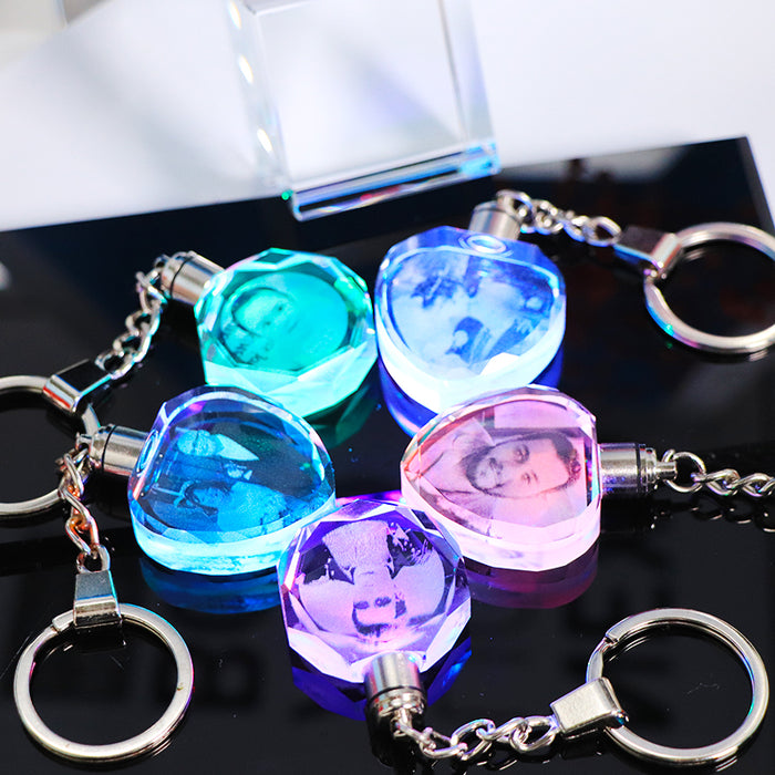 Crystal Keychain Customization Custom Photo Couple