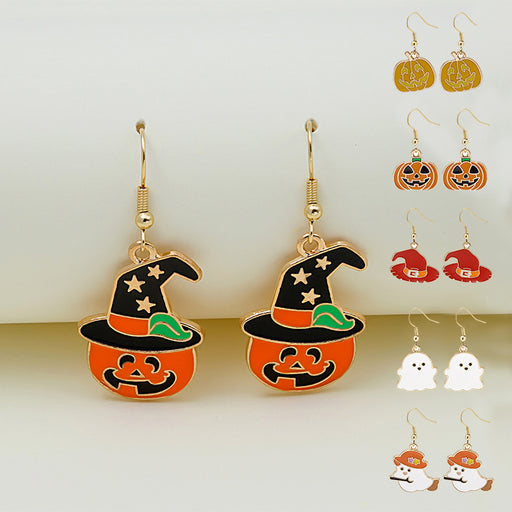 Halloween Earrings Cute Pumpkin Spooky Oil Drip