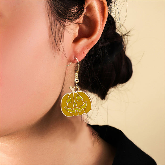 Halloween Earrings Cute Pumpkin Spooky Oil Drip