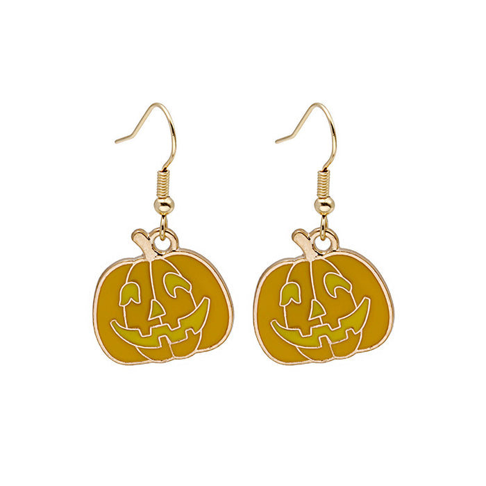 Halloween Earrings Cute Pumpkin Spooky Oil Drip