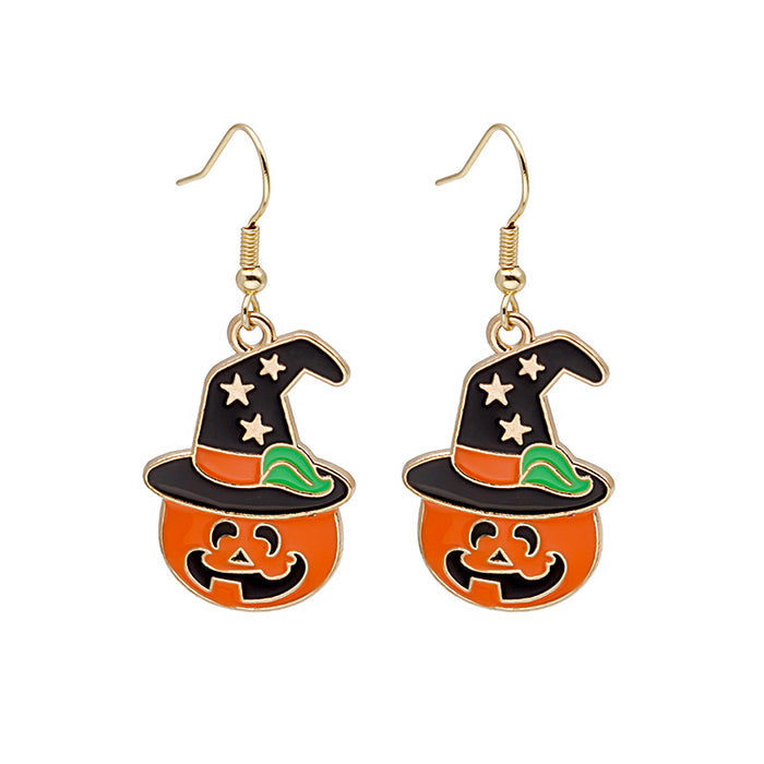 Halloween Earrings Cute Pumpkin Spooky Oil Drip